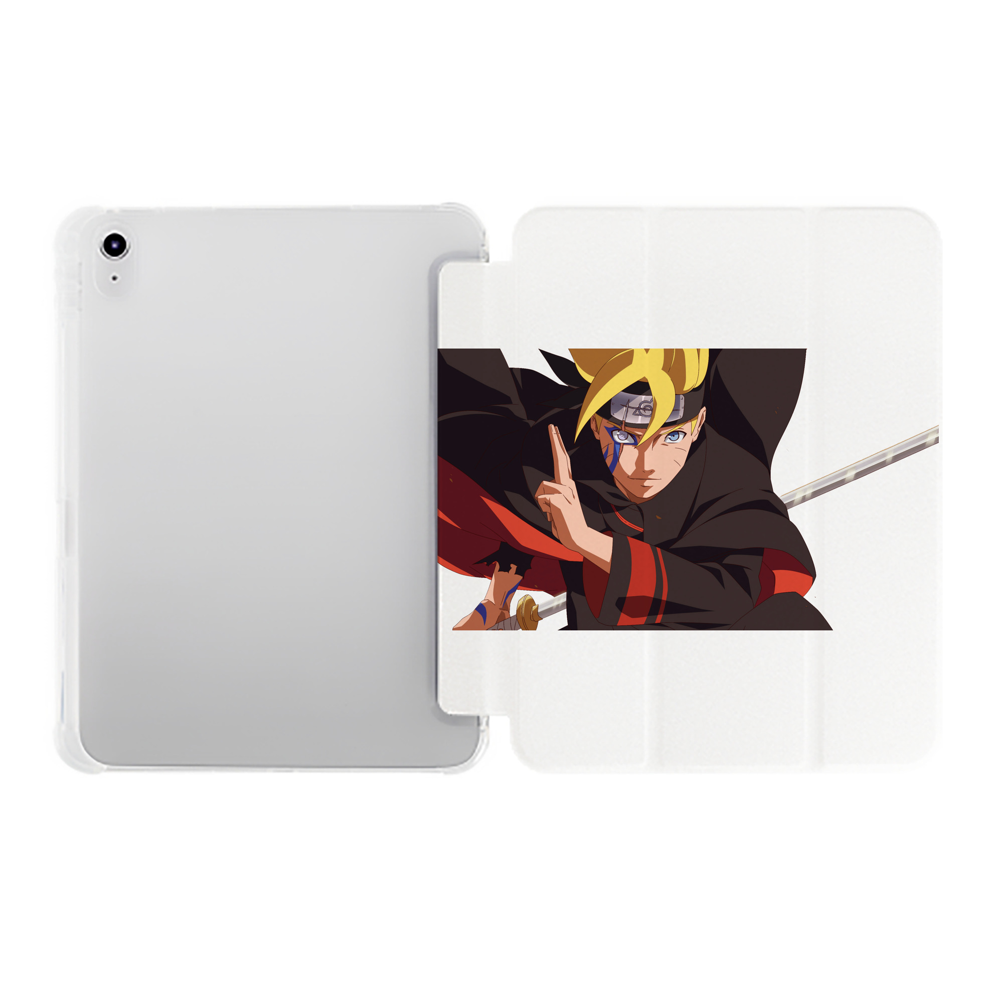 （画像用） NARUTO -ナルト- うずまき ボルト Uzumaki Boruto IPad ケース ペン収納付き 三つ折りスタンド PUレザー×シリコン 対応機種9.5/10.5/10.9インチ